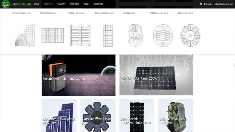 B2B独立站：太阳能产品 - HTML5自适应海外营销网站